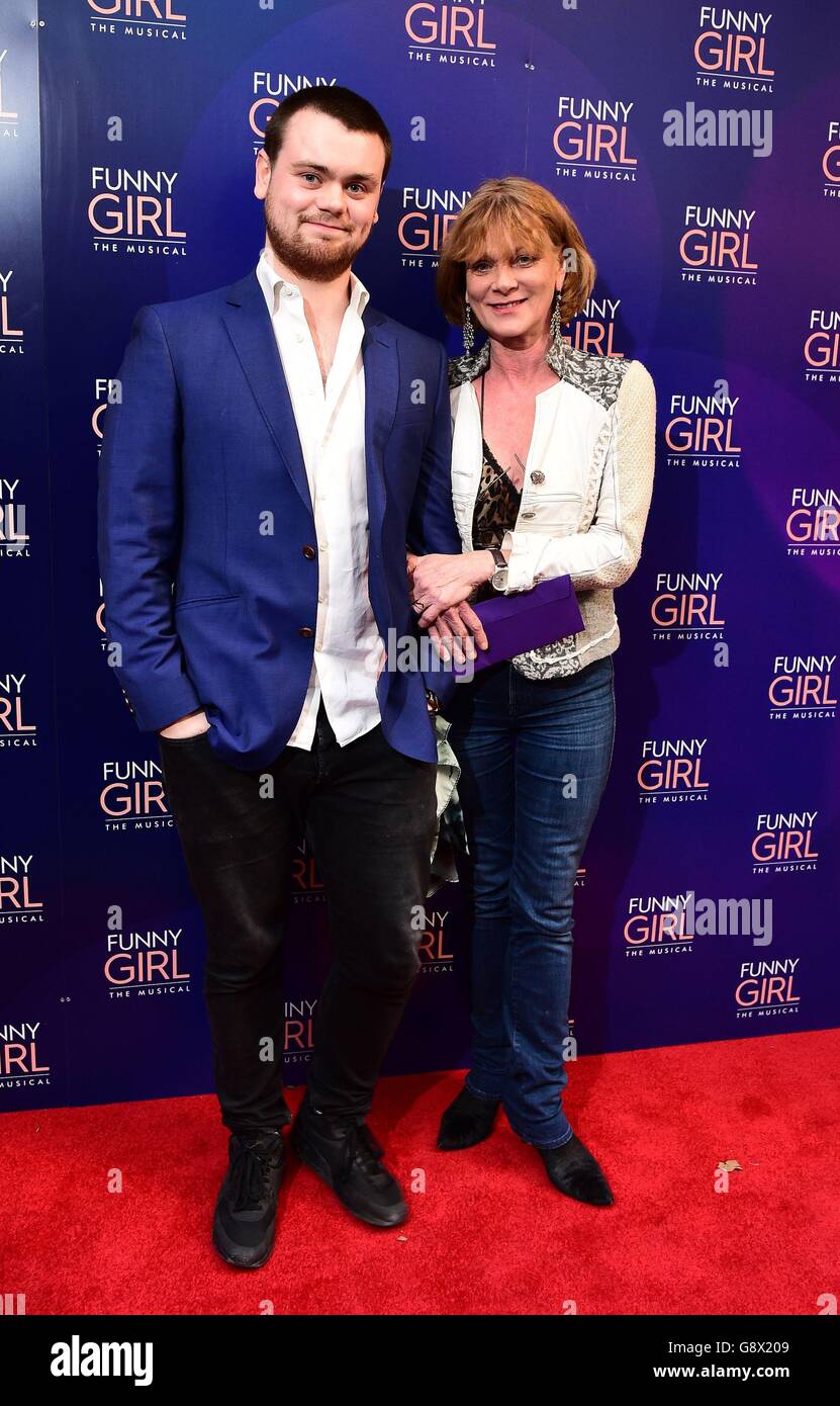 Tom Hanson (left) and Samantha Bond during the press night of Funny Girl at  the Savoy Theatre in London Stock Photo - Alamy