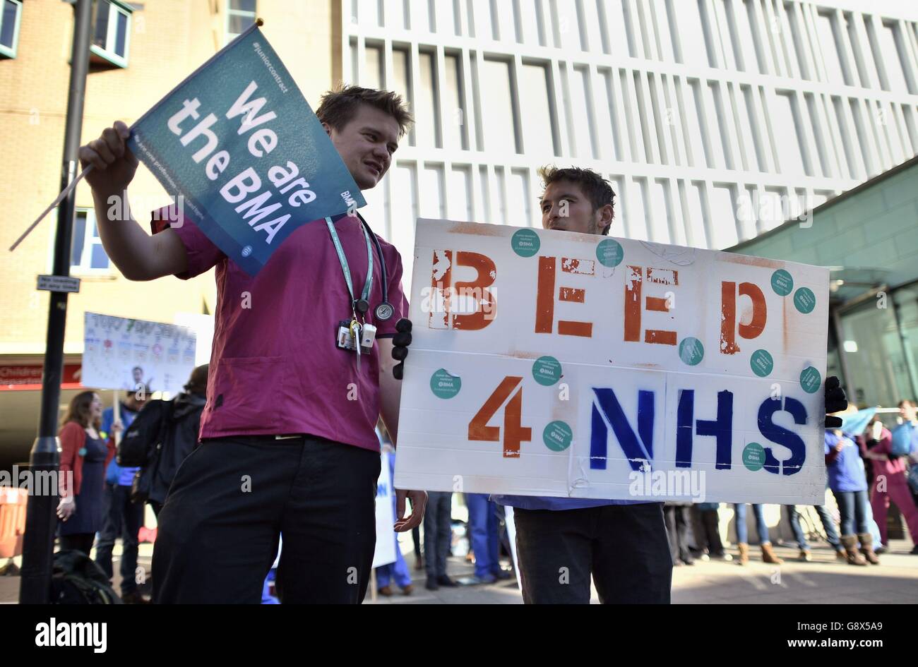 A picket line outside Bristol Royal Infirmary, as thousands of junior