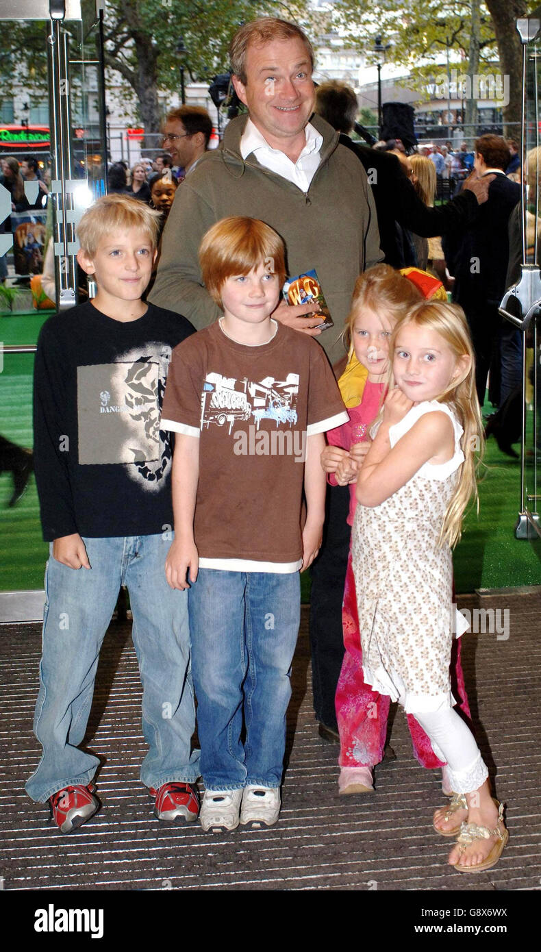 Harry Enfield and his children (L-R) Percy, Archie and Poppy, with Poppy's friend Grace (rear), arrive for the UK premiere of 'Wallace & Gromit: The Curse of the Were-Rabbit', at the Odeon Leicester Square, central London, Sunday October 2 2005. PRESS ASSOCIATION Photo. Photo credit should read: Fiona Hanson/PA Stock Photo