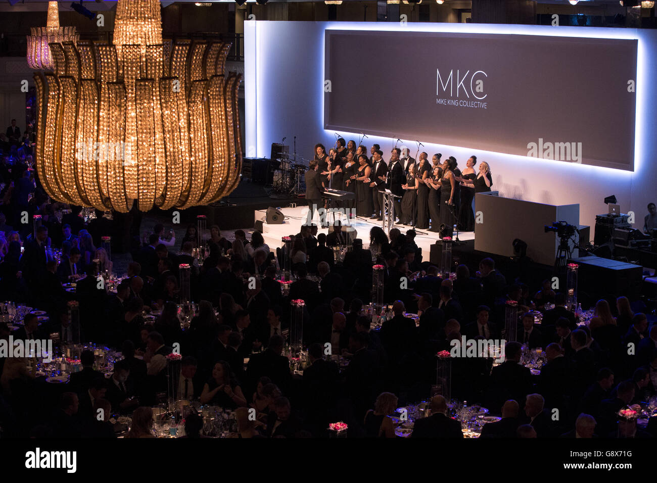 The Mike Cole Collective performing during the PFA Awards at the Grosvenor House Hotel, London Stock Photo