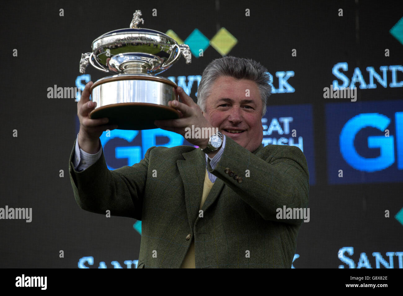Trainer Paul Nicholls with the Champion National Hunt Trainers Trophy