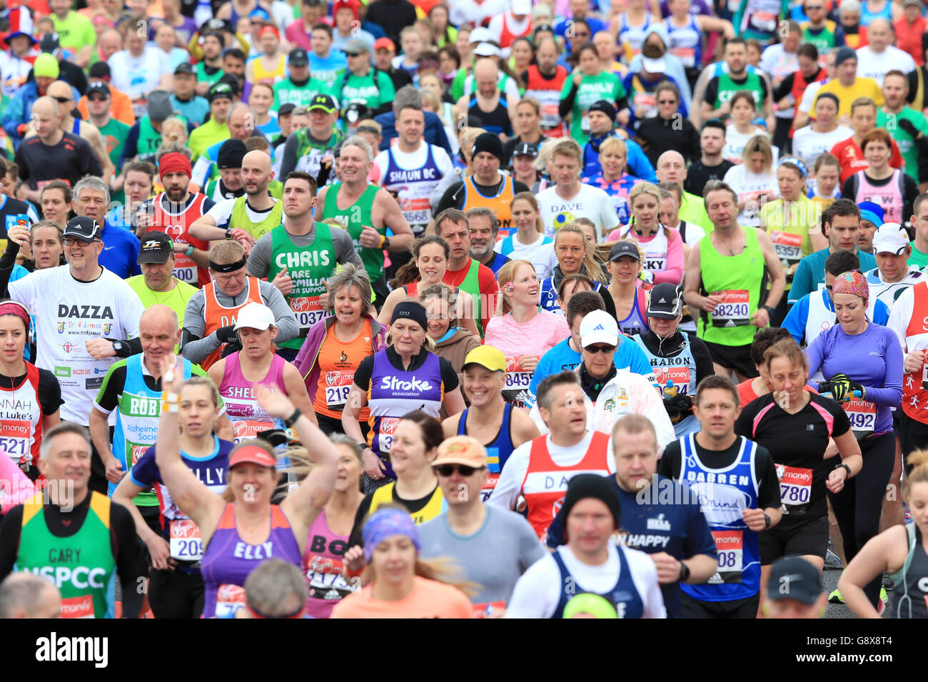 Runners make their way over the start line during the 2016 Virgin Money
