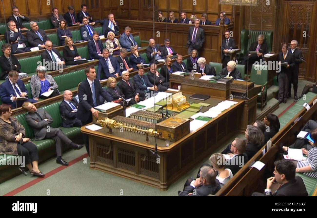 Health Secretary Jeremy Hunt makes a statement in the House of Commons ...
