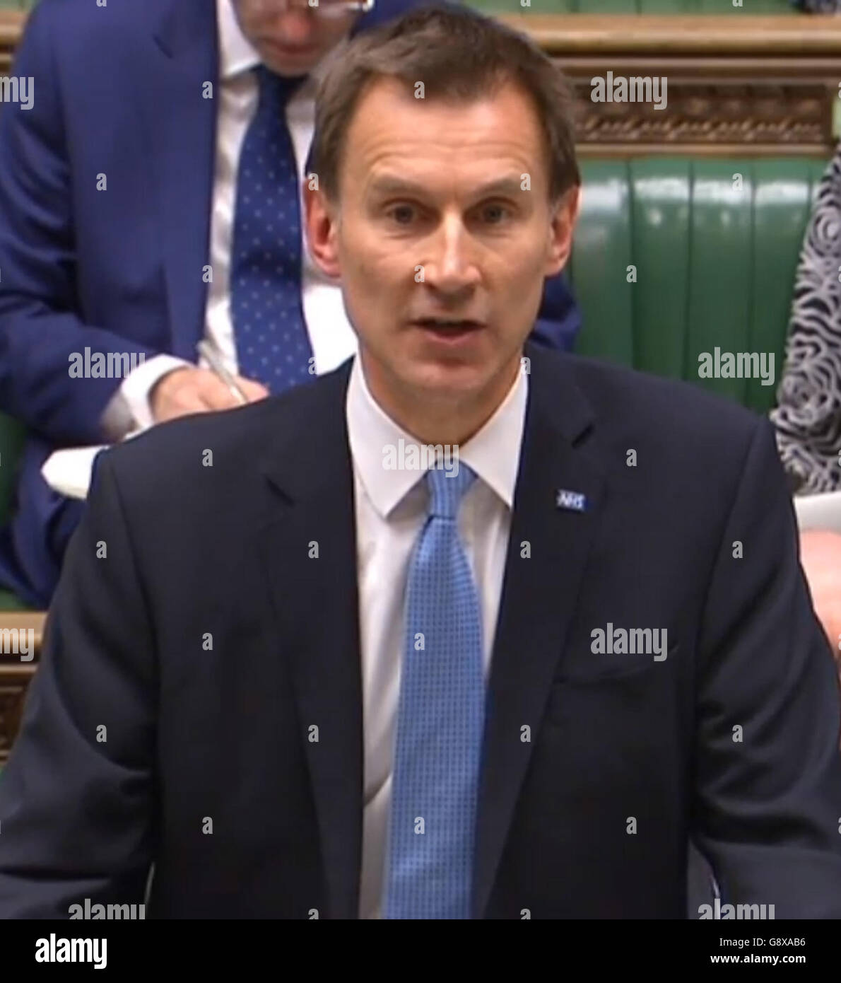 Health Secretary Jeremy Hunt makes a statement in the House of Commons, London, as senior medical leaders have urged David Cameron to step in 'at the 11th hour' to break the stalemate between junior doctors and the Government over a new contract. Stock Photo
