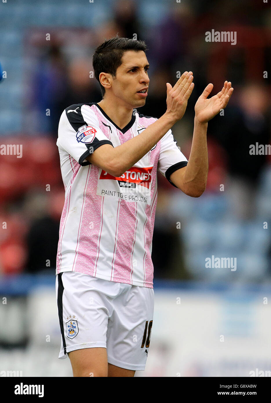 Huddersfield Town v Birmingham City - Sky Bet Championship - The John Smith's Stadium. Huddersfield Town's Karim Matmour acknowledges the fans after the final whistle Stock Photo