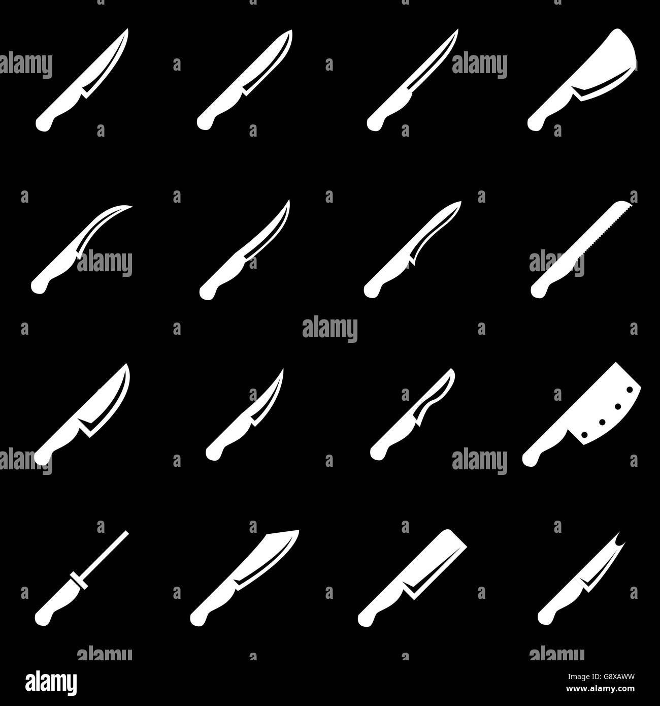 Vector white kitchen knife icon set Stock Vector Image & Art - Alamy