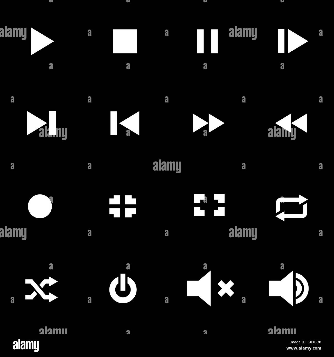 Vector white media player icon set Stock Vector Image & Art - Alamy