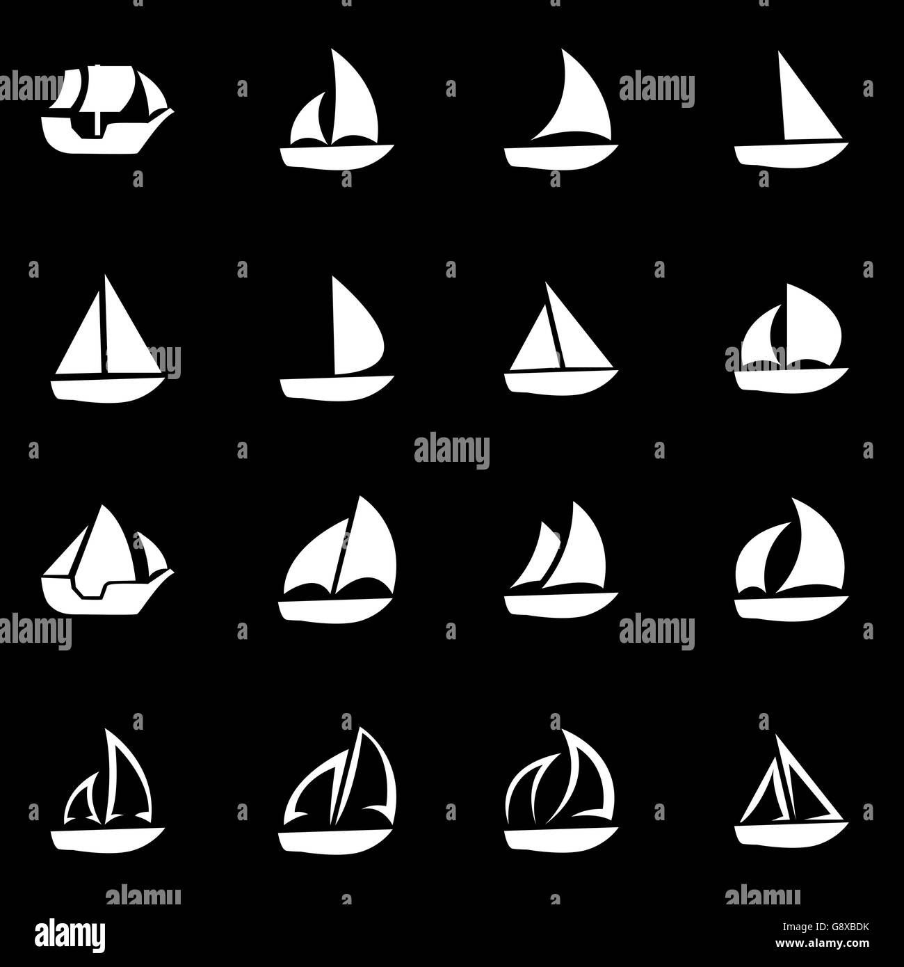 Vector white sailboat icon set Stock Vector Image & Art - Alamy