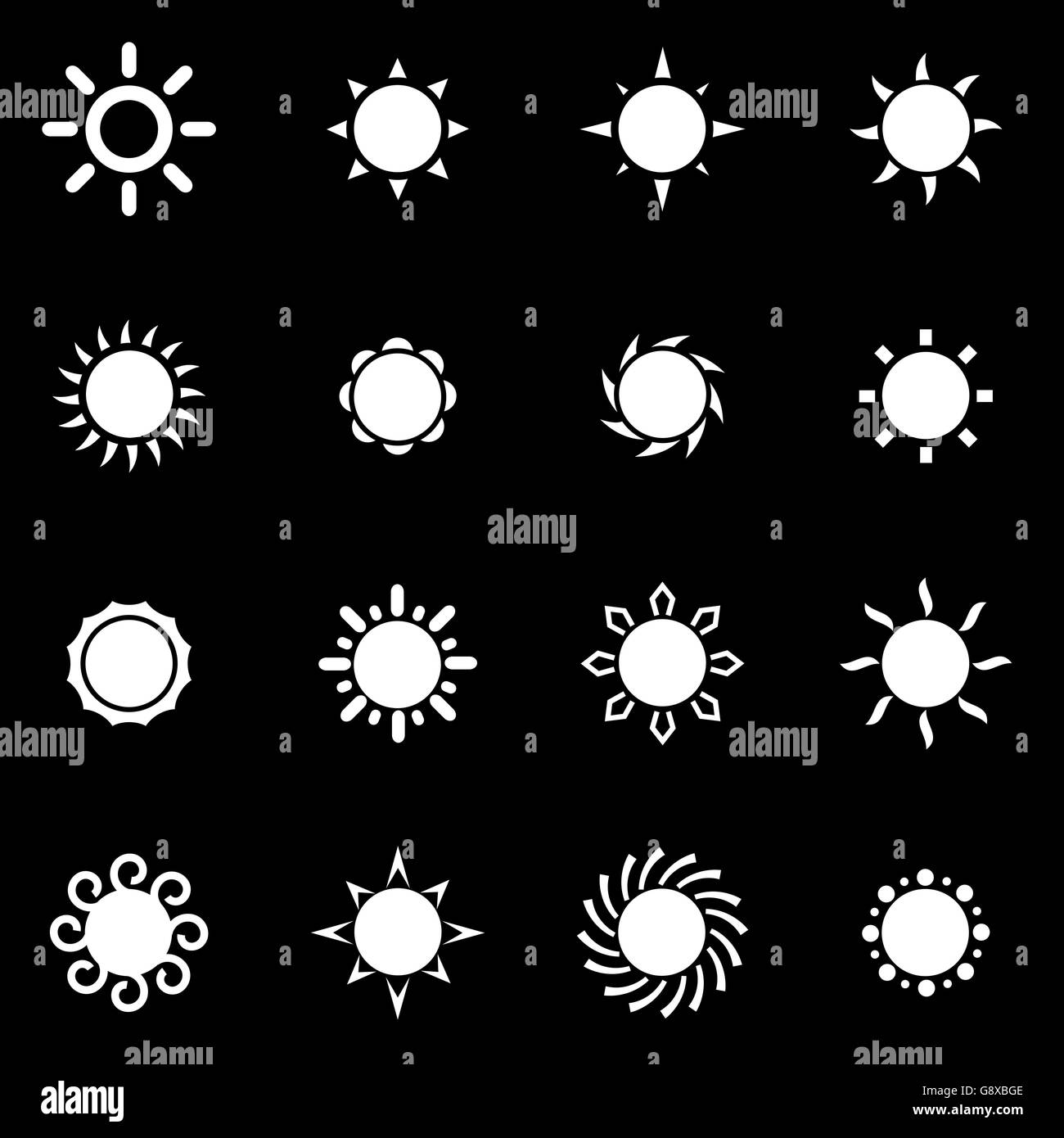 Vector white sun icon set Stock Vector Image & Art - Alamy