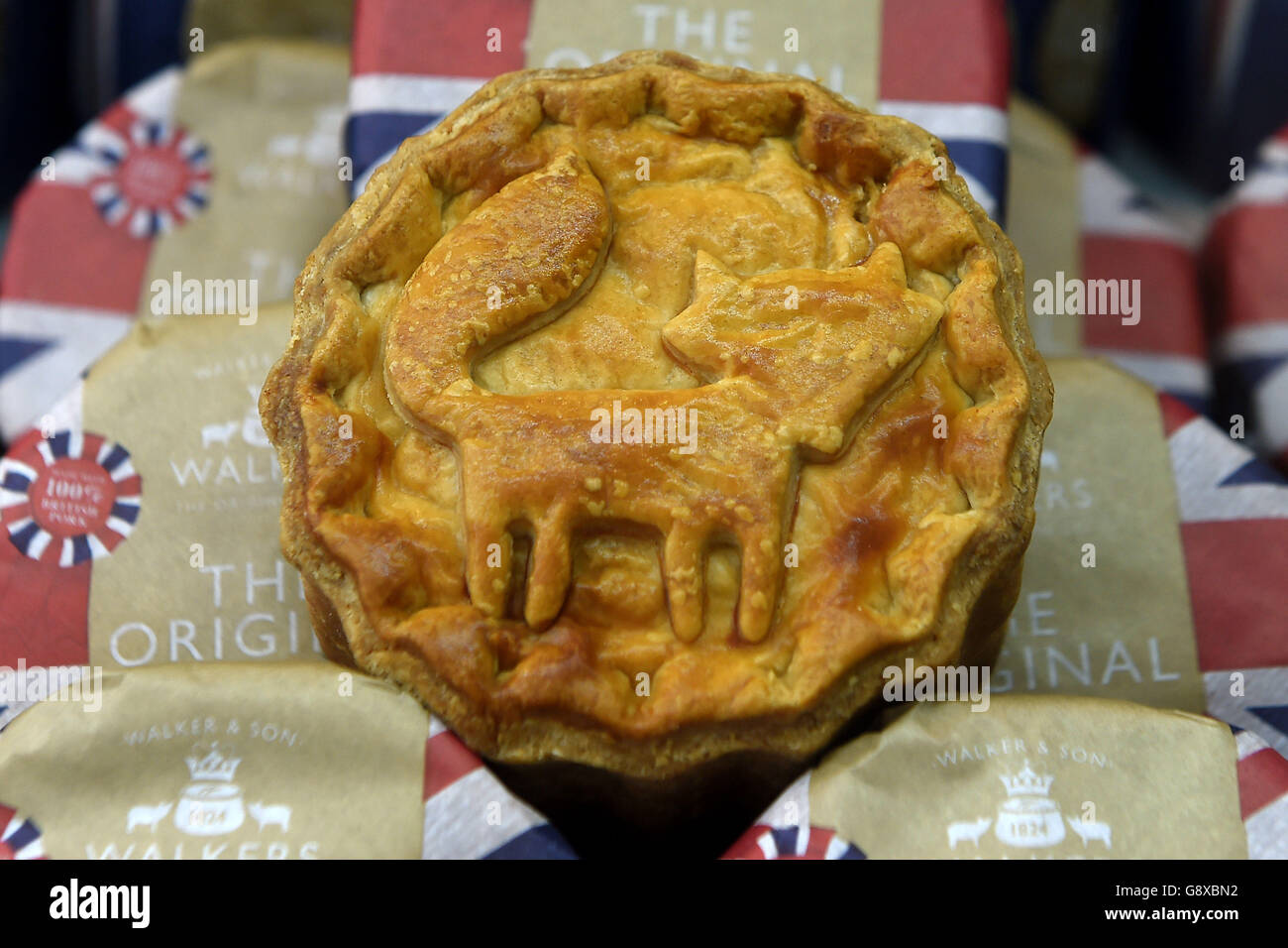 A Leicester City pork pie at Walkers Pie in Leicester Stock Photo Alamy