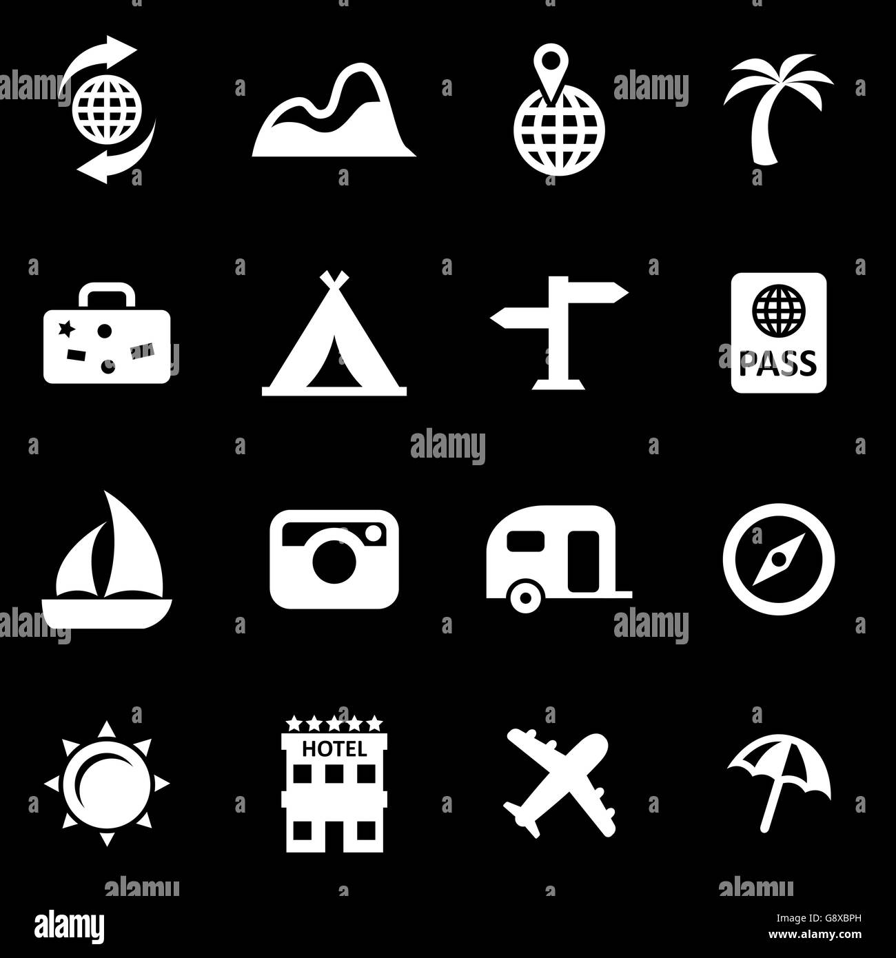 Vector white travel icon set Stock Vector Image & Art - Alamy