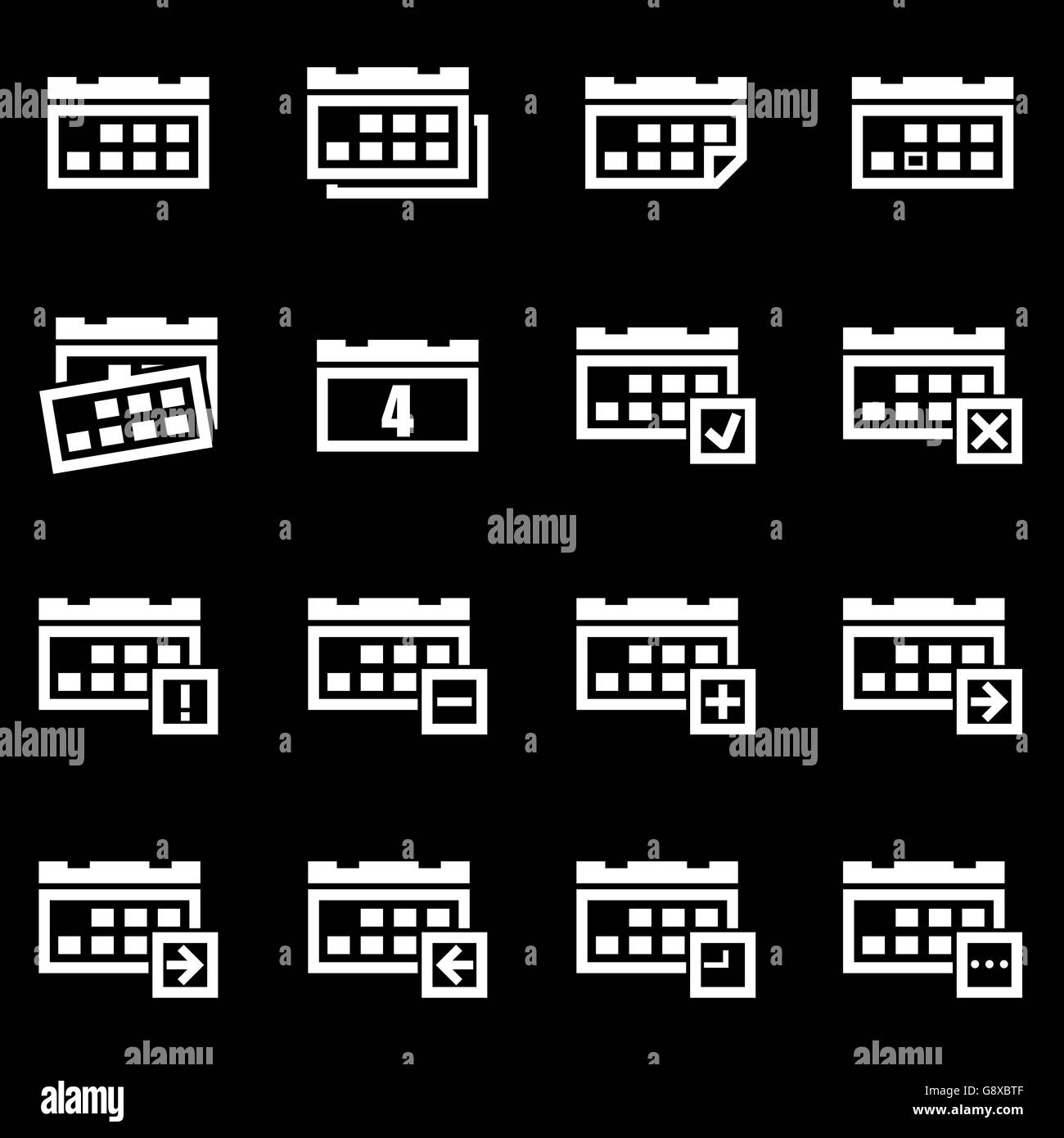 Vector white calendar icon set Stock Vector Image & Art - Alamy
