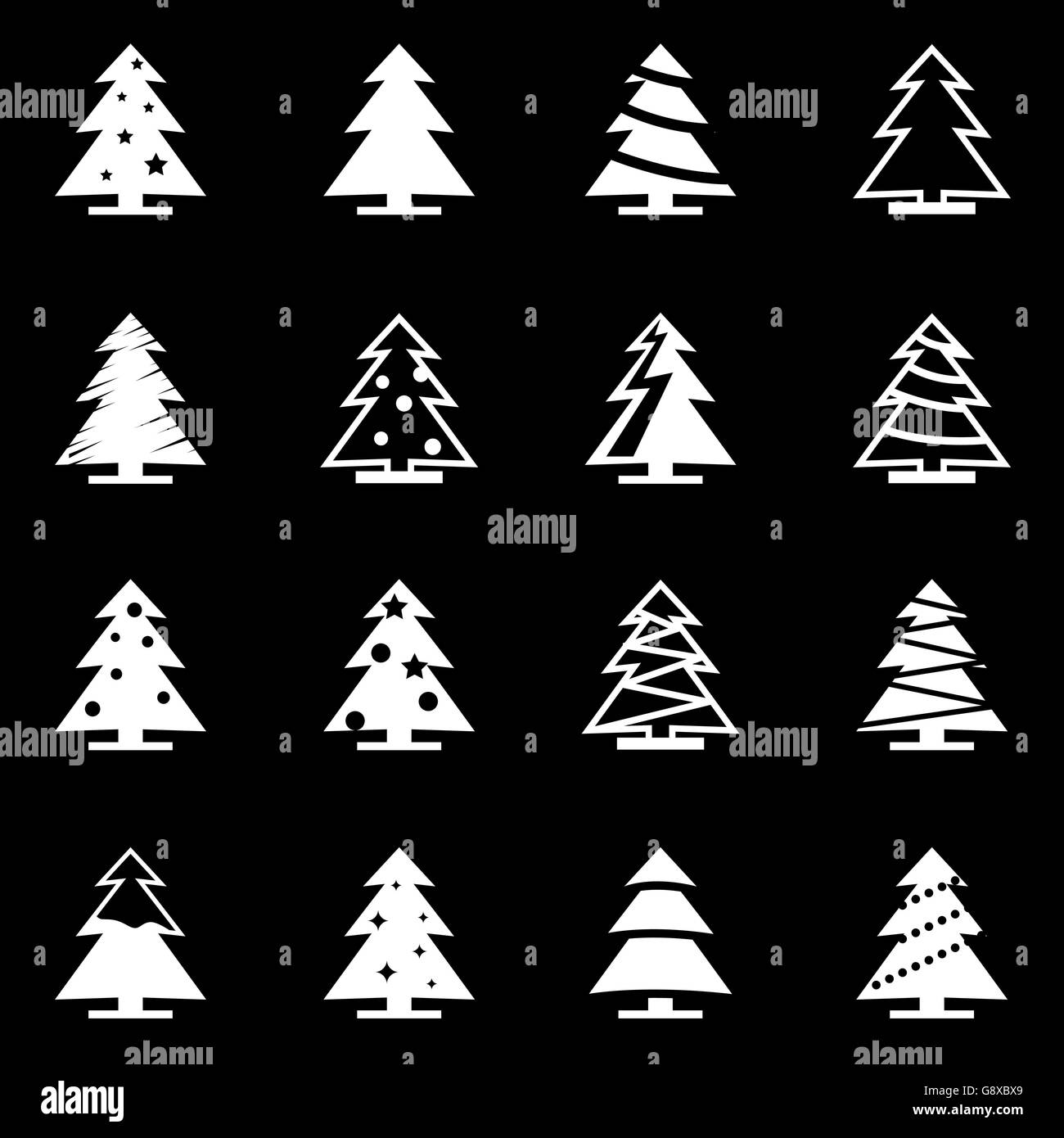 Vector white christmas tree icon set Stock Vector Image & Art - Alamy