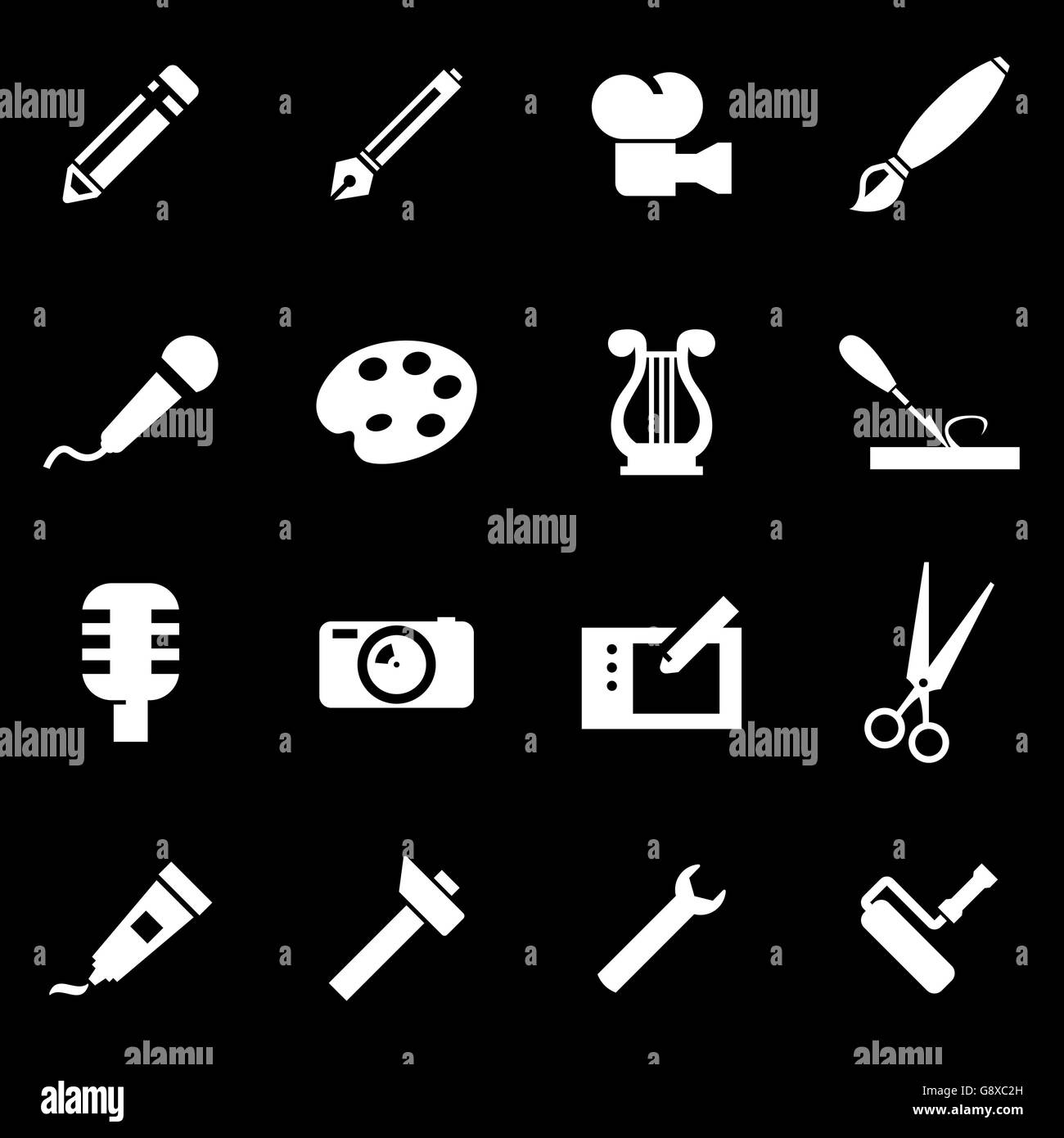 Vector white art tool icon set Stock Vector Image & Art - Alamy