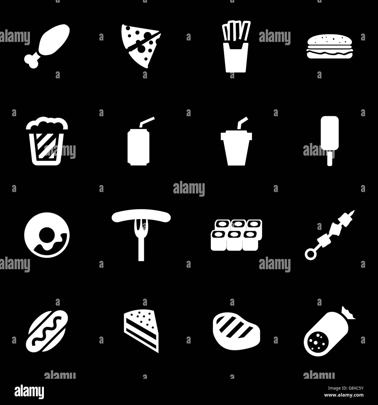 Vector white fastfood icon set Stock Vector Image & Art - Alamy