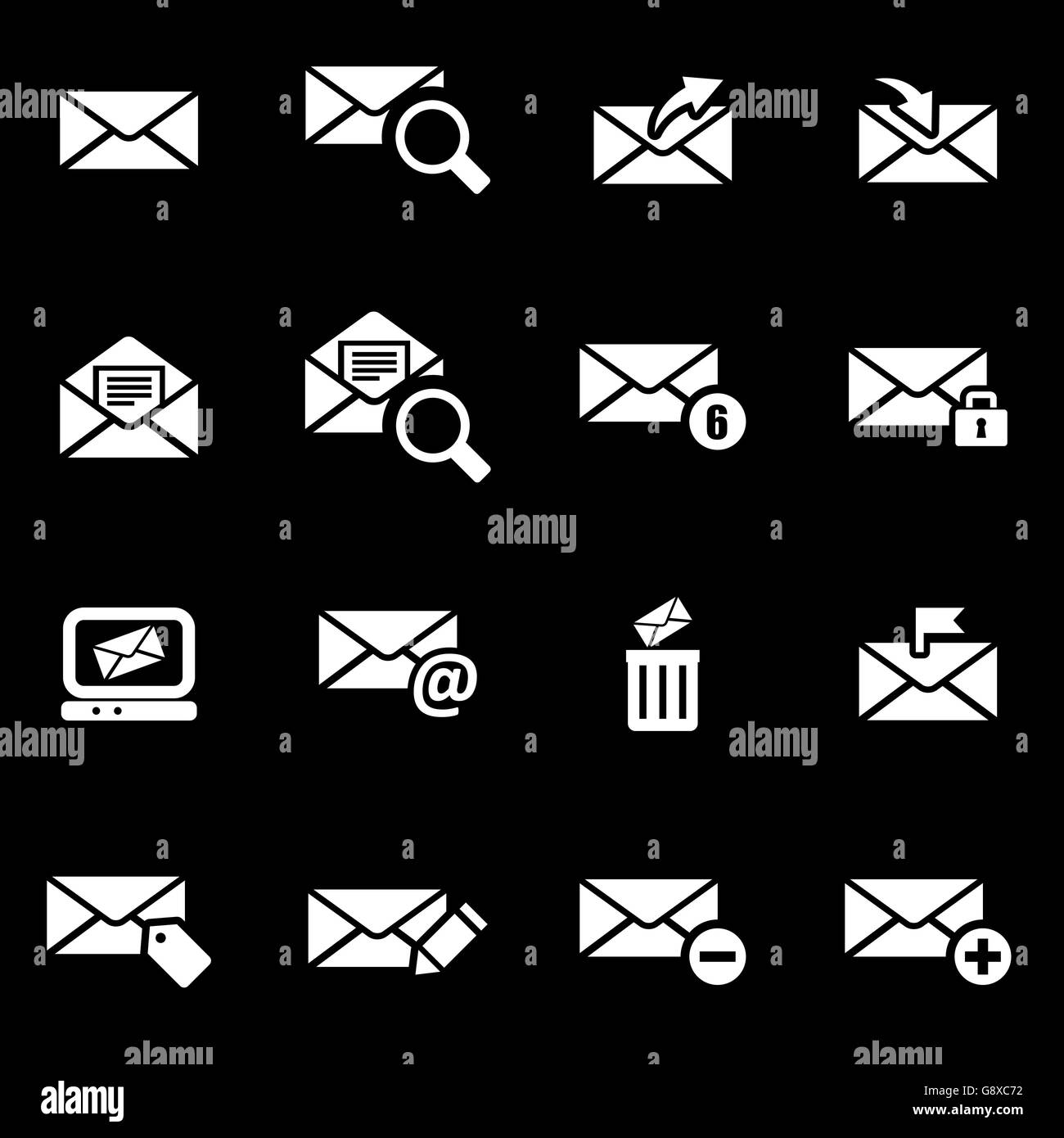 Vector white email icon set Stock Vector Image & Art - Alamy