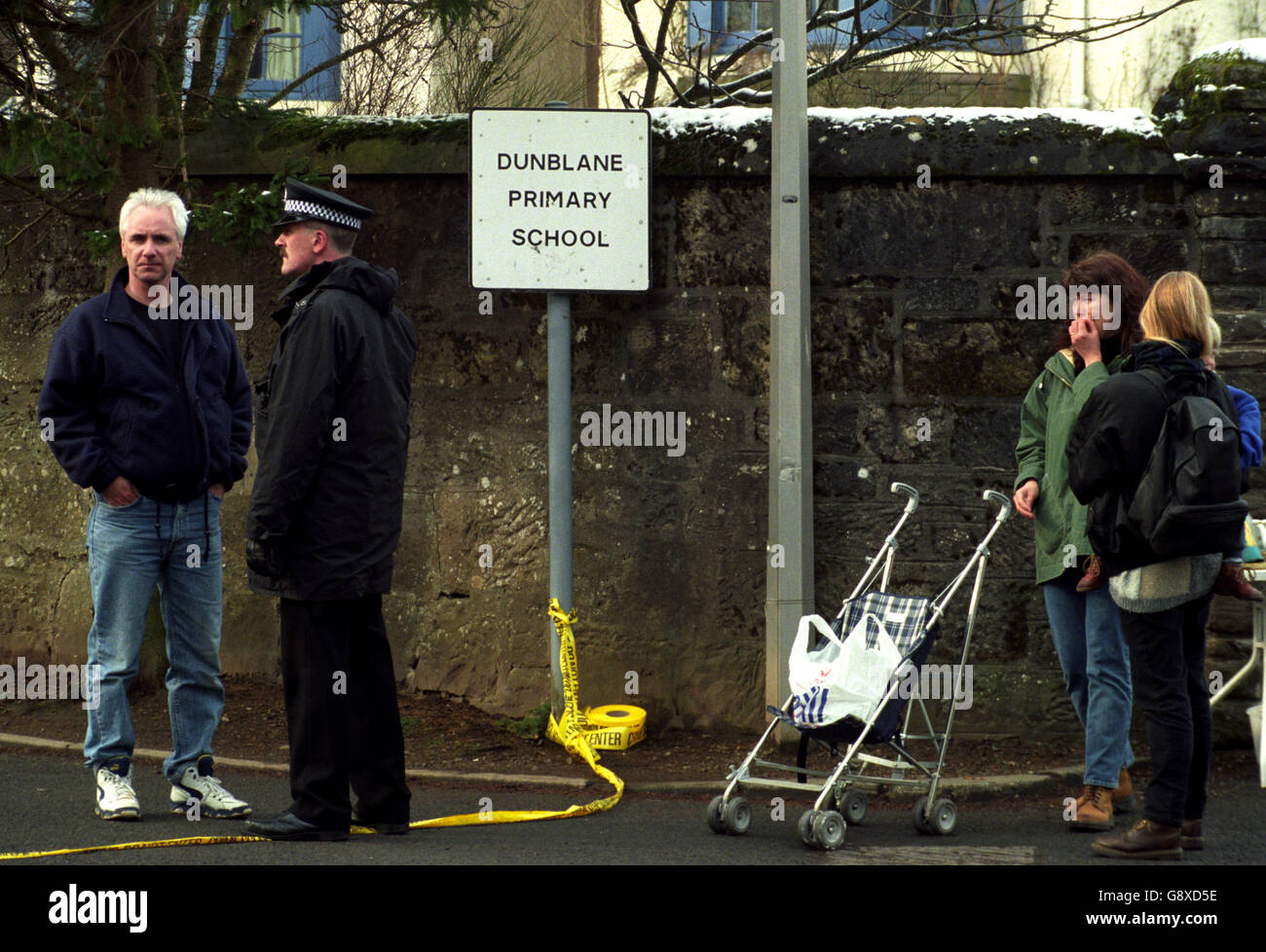 The scene outside the gates of Dunblane Primary School, where a