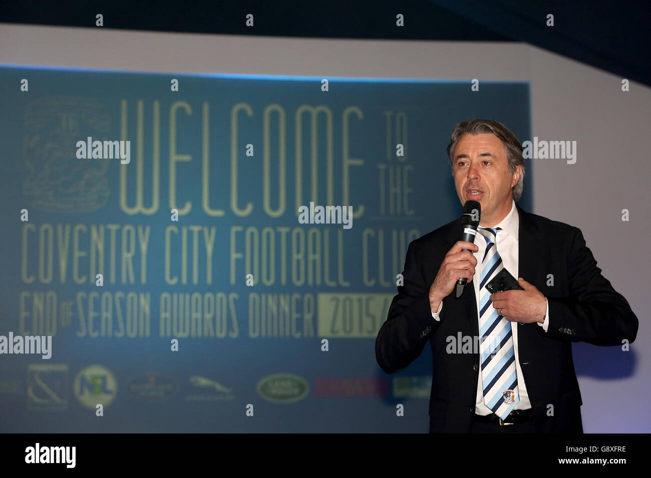 Coventry City End of Season Awards Evening. Speeches during the end of season awards night Stock Photo