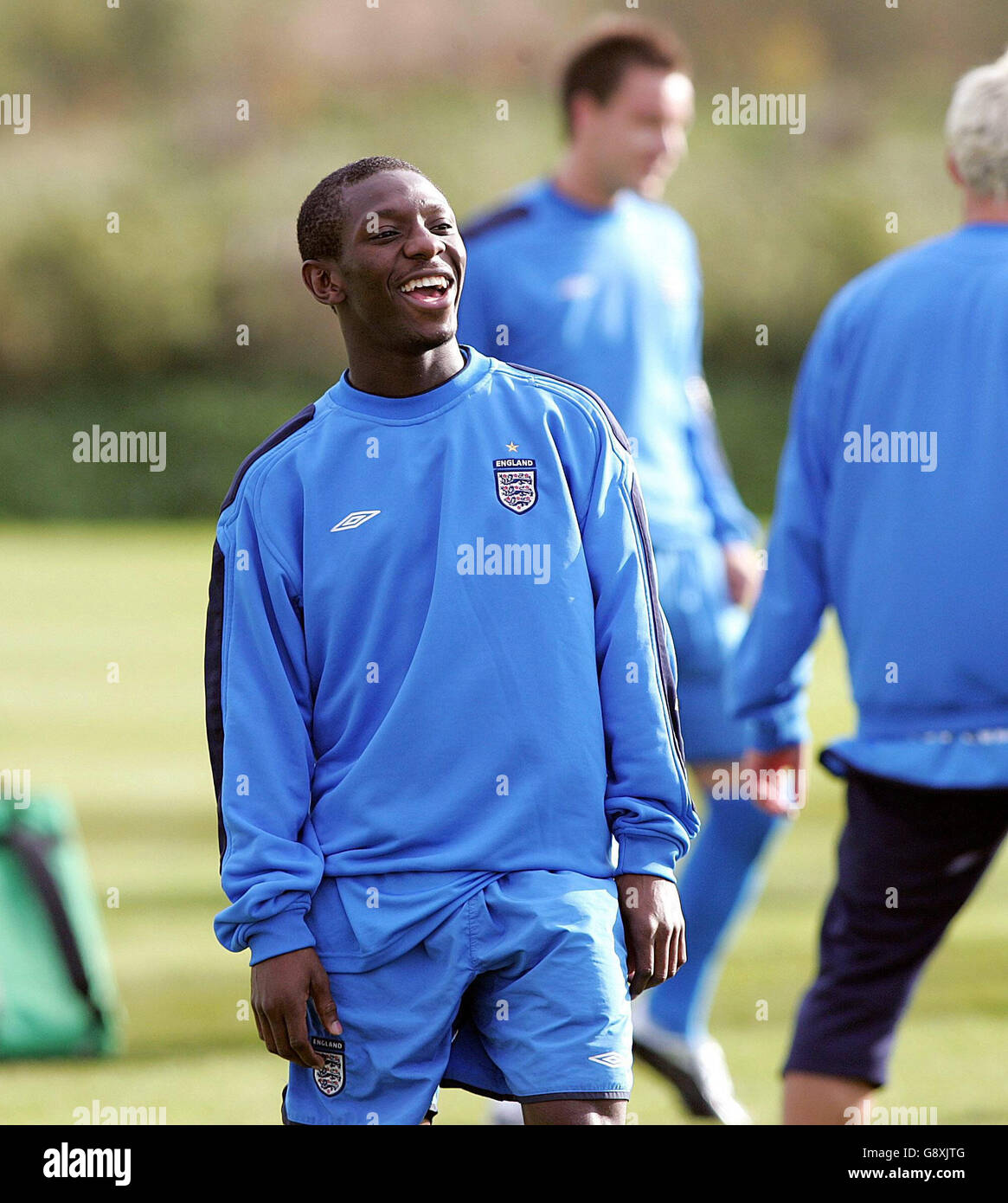 England's Shaun Wright-Phillips during a training session at Carrington training ground, Manchester, Monday October 10, 2005, ahead of their World Cup qualifying match against Poland on Wednesday. PRESS ASSOCIATION Photo. Photo credit should read: Martin Rickett/PA. Stock Photo