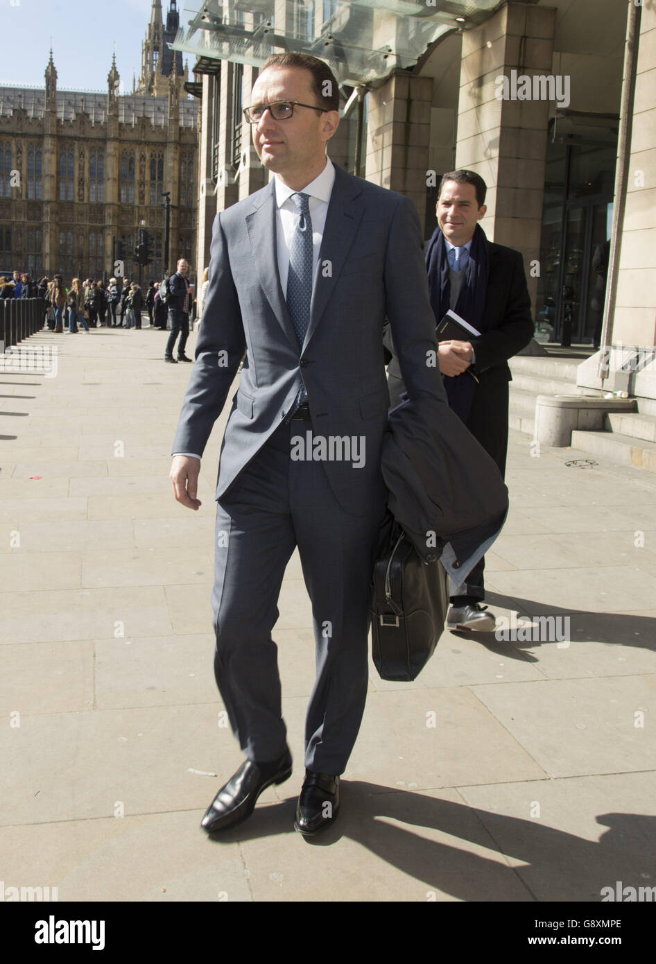 Marc (left) and Nathaniel Meyohas of Greybull Capital, leave Portcullis