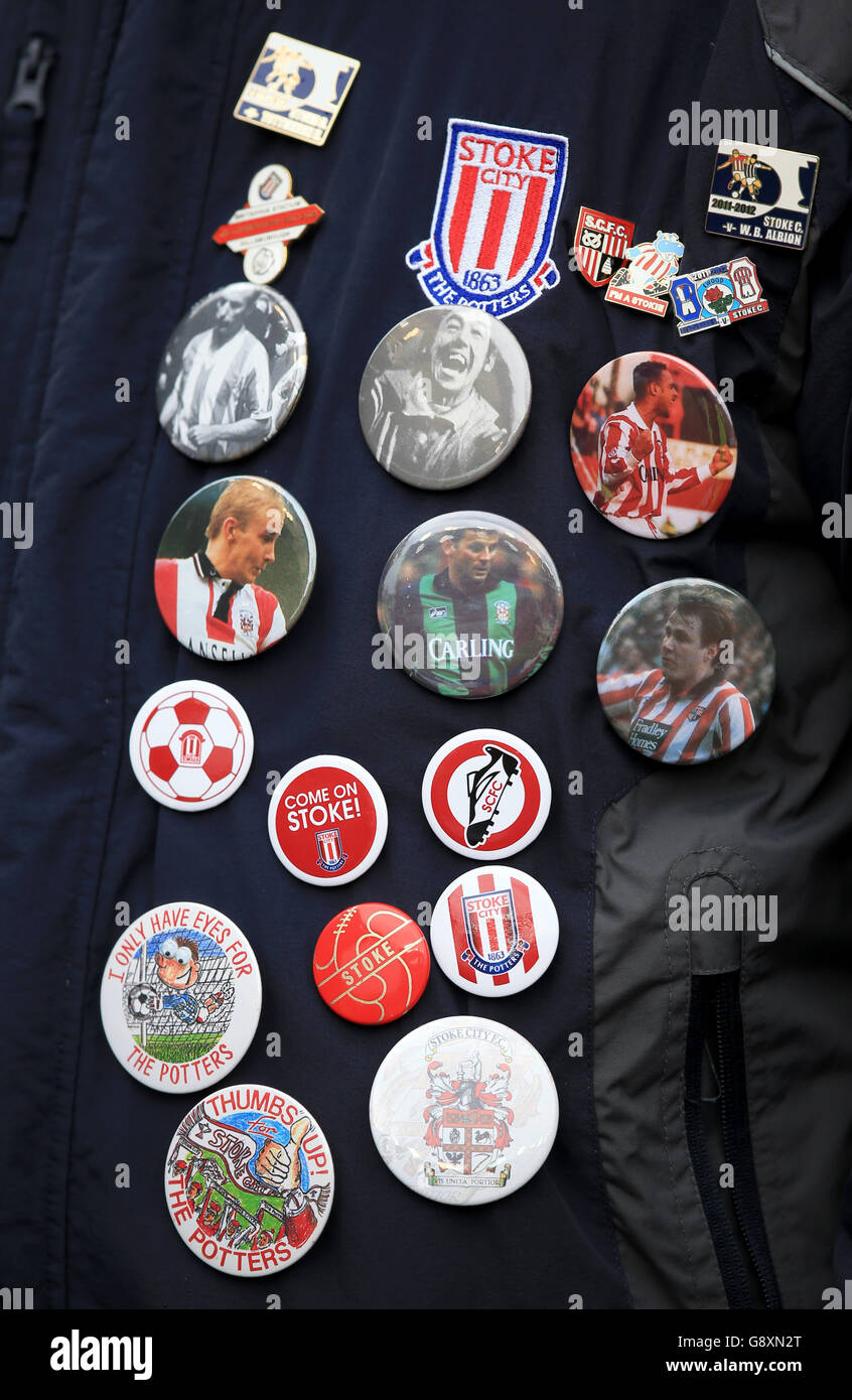 Stoke City v Sunderland Barclays Premier League Britannia Stadium. Stoke City badges on a