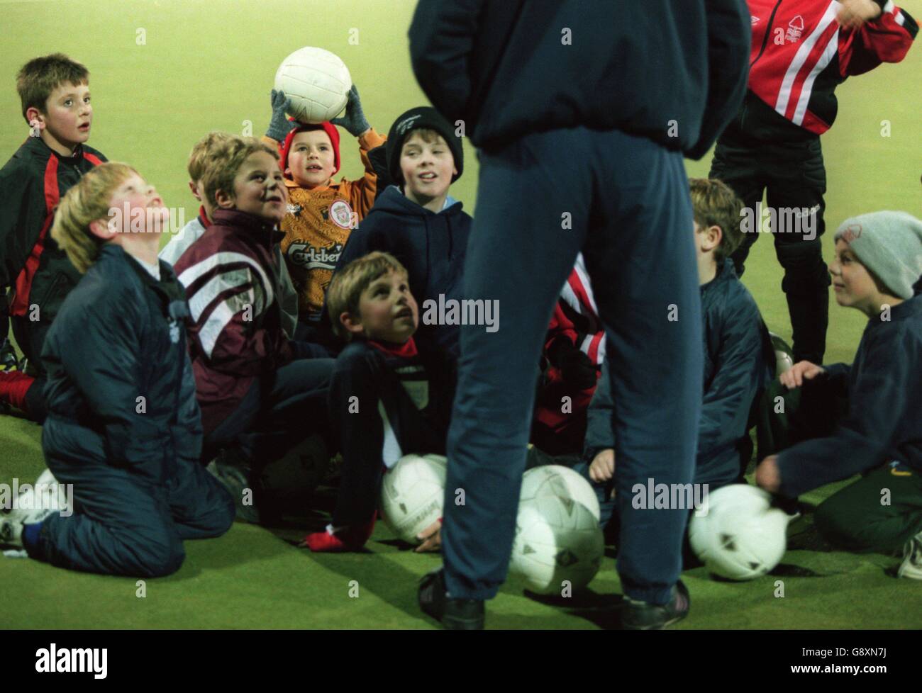 Children taking part in a Junior Reds training session Stock Photo