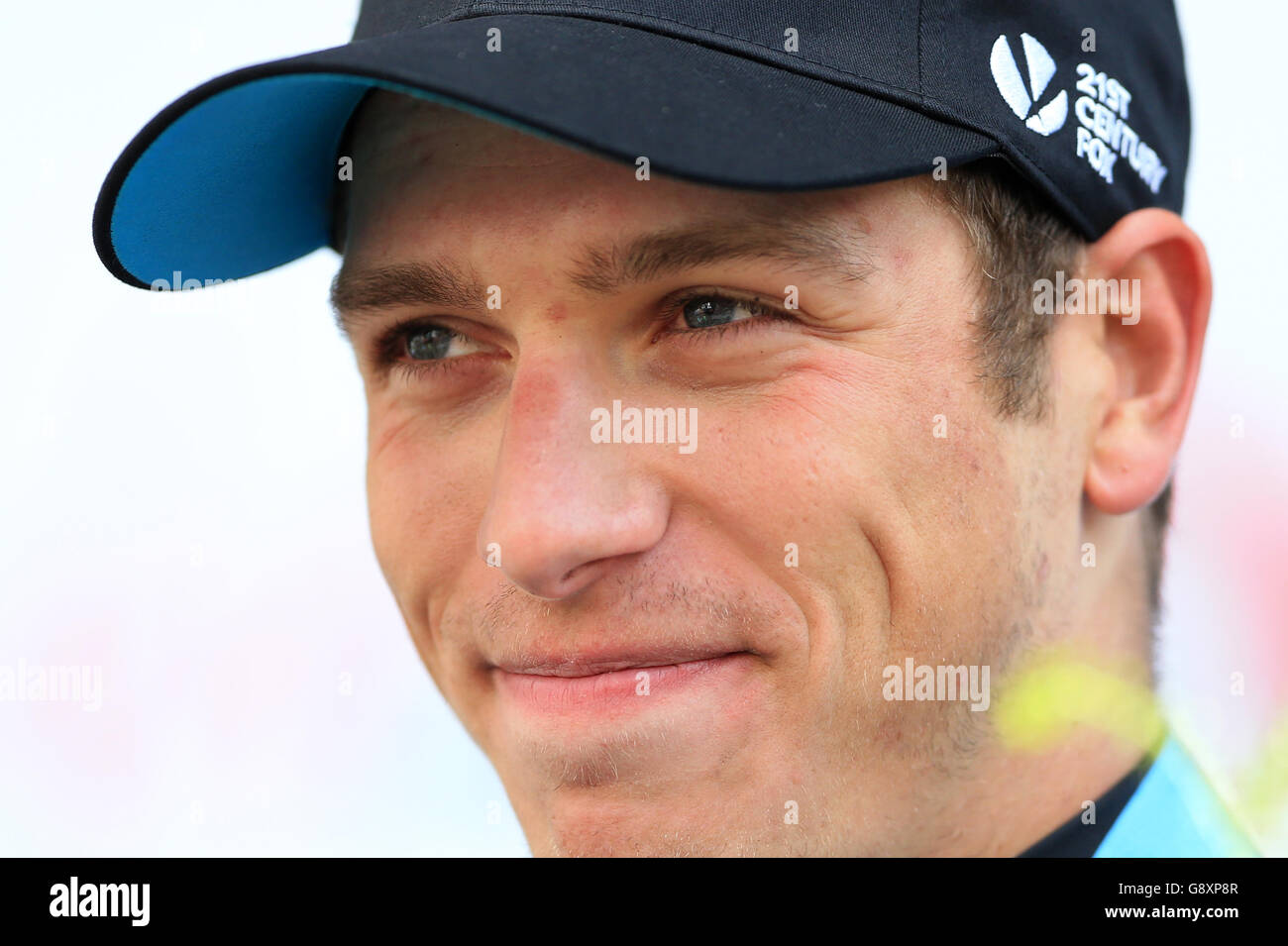 2016 Tour de Yorkshire - Stage Two - Otley to Doncaster. Team Sky's Danny Van Poppel on the podium after winning stage two of the Tour de Yorkshire. Stock Photo