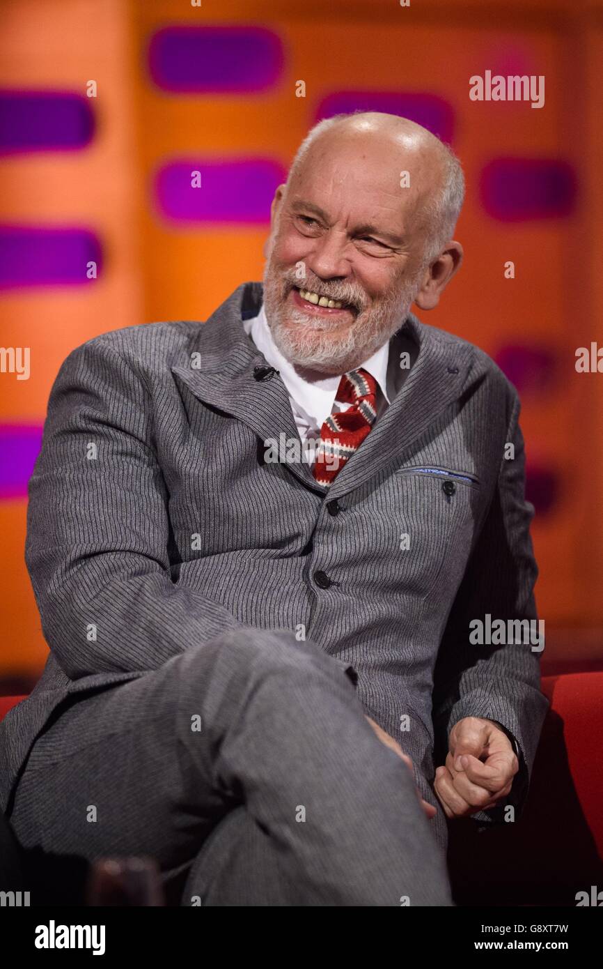 John Malkovich during filming of The Graham Norton Show, at The London Studios, south London, to be aired on BBC One on Friday evening. Stock Photo