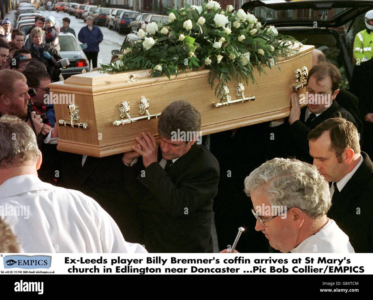 Soccer Billy Bremner's Funeral St Mary's Church, Edlington Stock