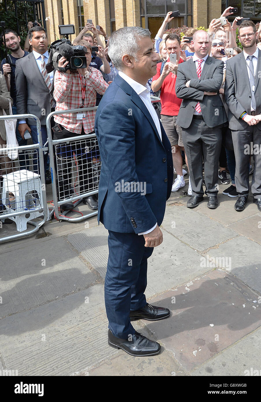 Newly elected Mayor of London Sadiq Khan outside Southwark Cathedral, central London after his signing ceremony. Stock Photo