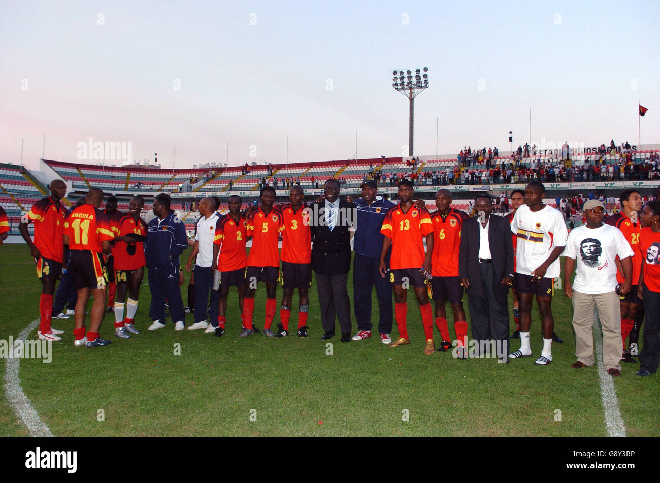 Angola players line up after the final whistle hi-res stock photography