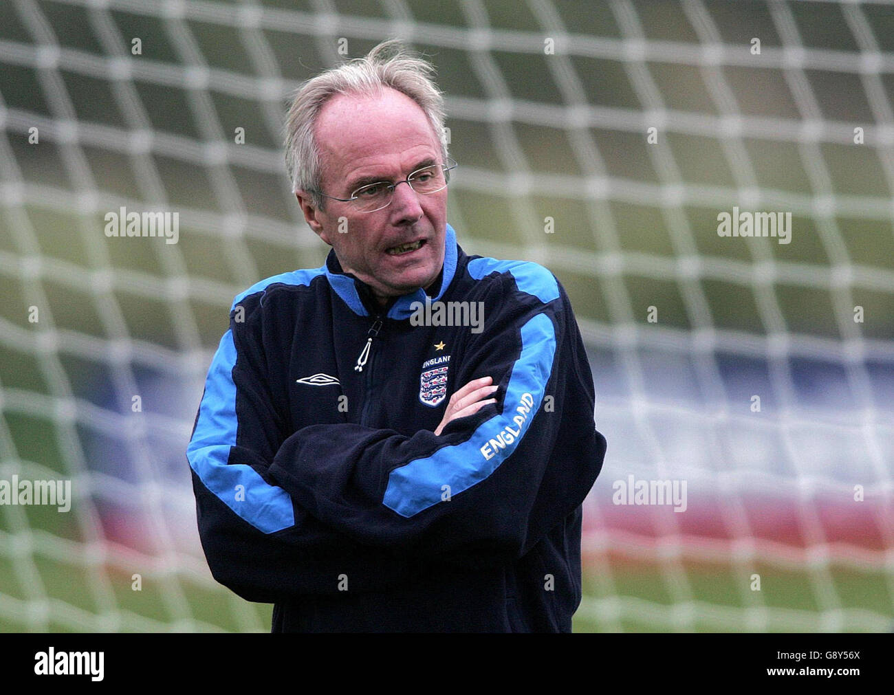England manager Sven Goran Eriksson during a training session at Carrington Training Ground, Manchester, Tuesday October 4, 2005. England play Austria in their World Cup qualifying match on Saturday. PRESS ASSOCIATION Photo. Photo credit should read: Martin Rickett/PA. Stock Photo