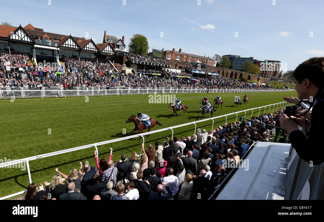 Copper Night ridden by James Doyle (left) wins The Stellar Group Lily Agnes Conditions Stakes, during Betway Chester Cup Day of the Boodles May Festival at Chester Racecourse. PRESS ASSOCIATION Photo. Picture date: Wednesday May 4, 2016. See PA story RACING Chester. Photo credit should read: Martin Rickett/PA Wire Stock Photo