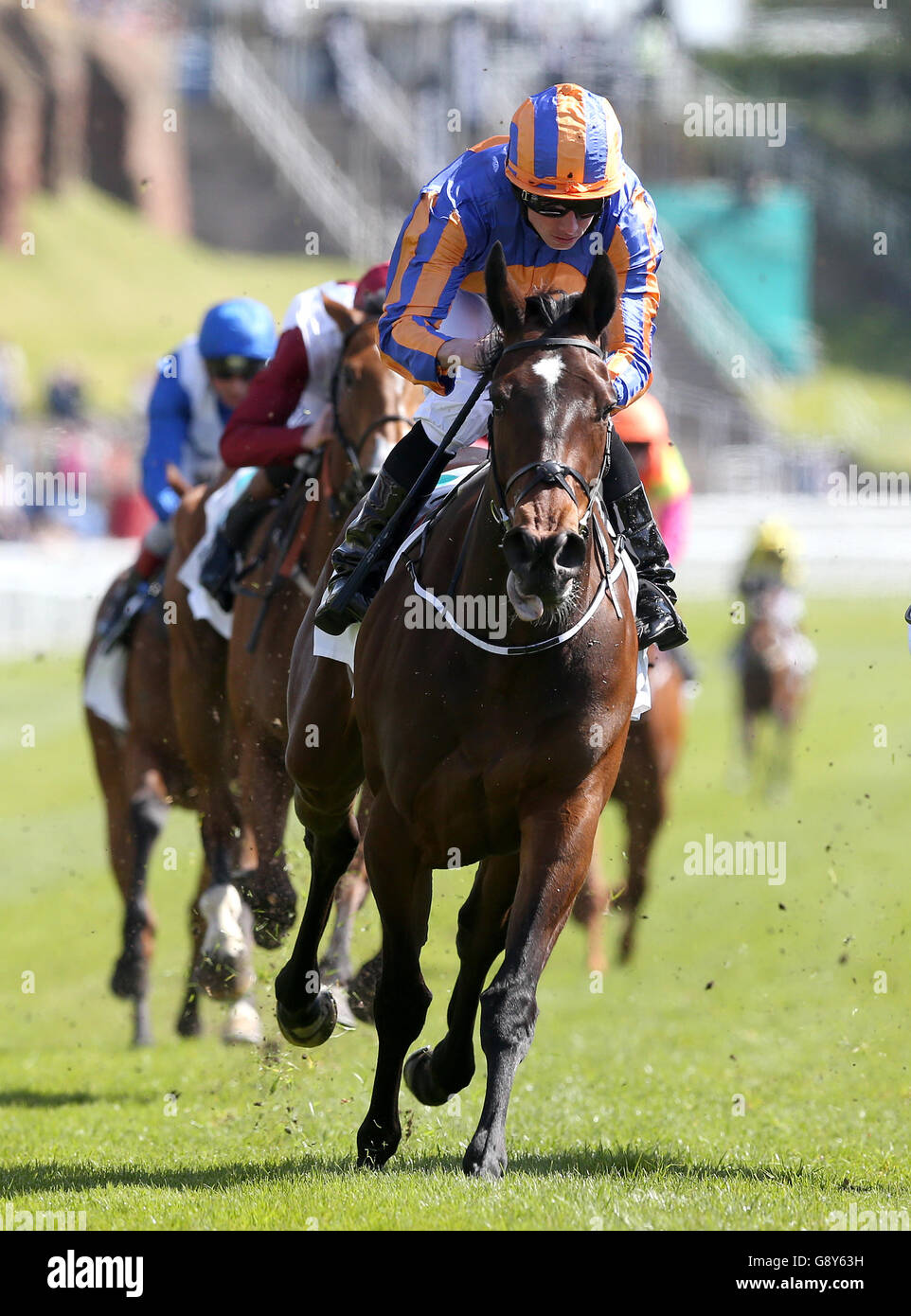 Somehow ridden by Ryan Moore wins The Arkle Finance Cheshire Oaks during Betway Chester Cup Day of the Boodles May Festival at Chester Racecourse. Stock Photo