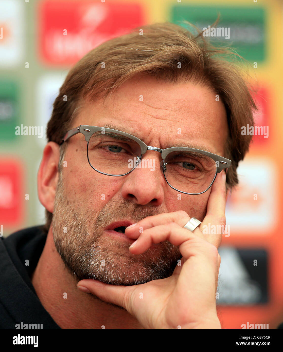 Liverpool manager Jurgen Klopp during a press conference at Melwood Training Ground, Liverpool. Stock Photo