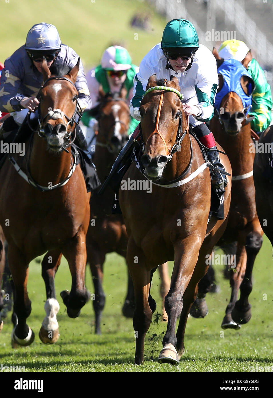 Kimberella (centre) ridden by Franny Norton wins The Boodles Diamond Handicap Stakes, during Betway Chester Cup Day of the Boodles May Festival at Chester Racecourse. Stock Photo