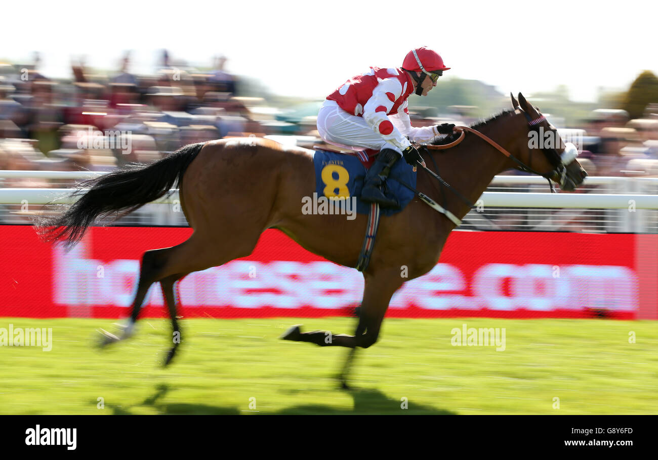 Sir Maximillian ridden by Kieren Fallon wins The Homeserve Conditions Stakes, during Betway Chester Cup Day of the Boodles May Festival at Chester Racecourse. Stock Photo