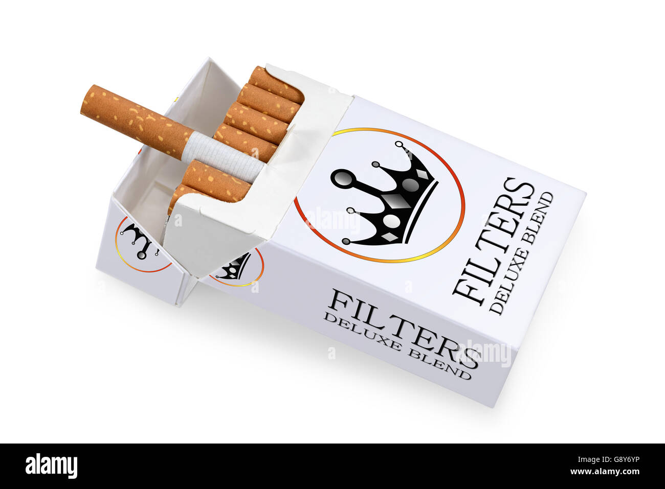 Fictive packet box of filter cigarettes Stock Photo