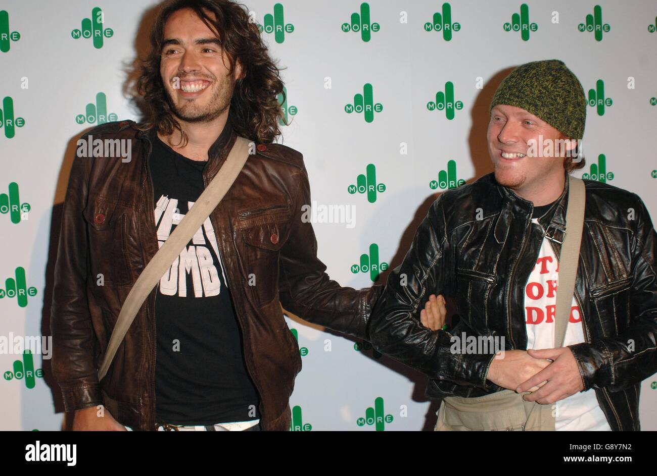 Russell brand left leigh francis arrives more4 launch party hi-res ...