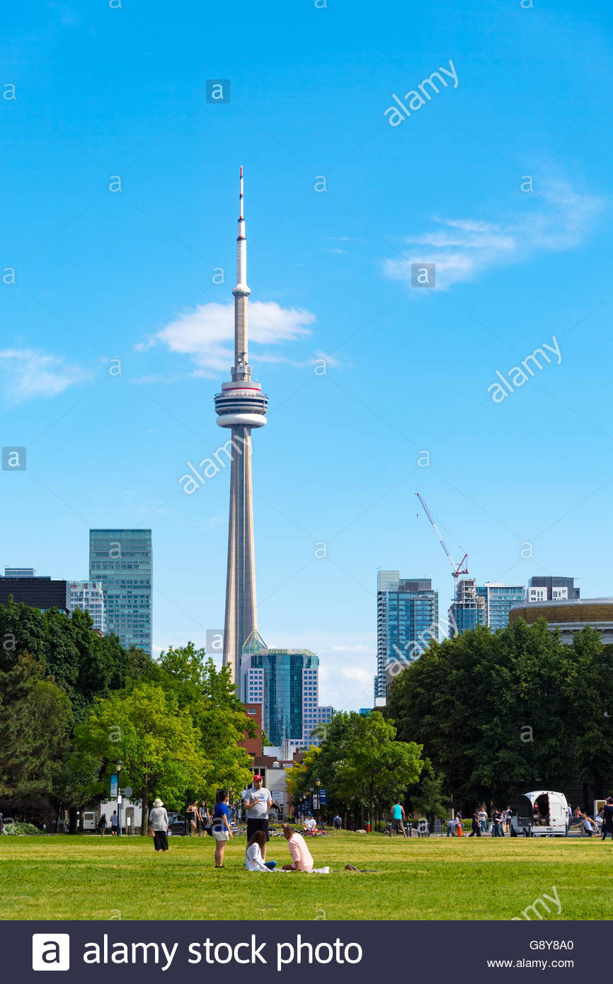 Toronto Downtown Skyline From Green Park Tall Majestic Cn Tower