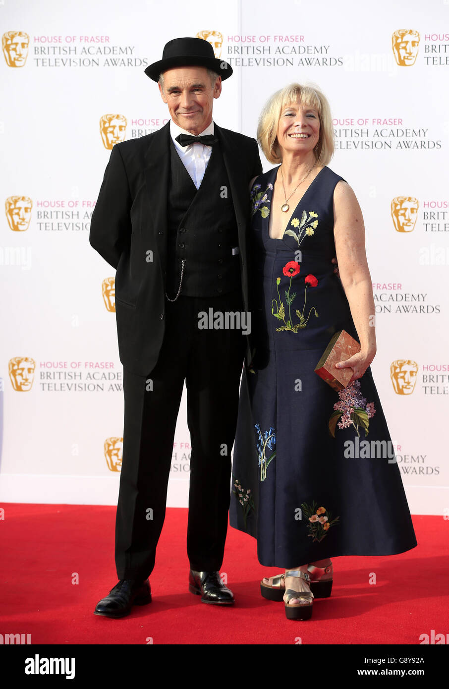 Mark Rylance and Claire van Kampen attending the House of Fraser BAFTA TV Awards 2016 at the Royal Festival Hall, Southbank, London. PRESS ASSOCIATION Photo. Picture date: Sunday 8th May 2016. See PA Story SHOWBIZ Bafta. Photo credit should read: Jonathan Brady/PA Wire Stock Photo