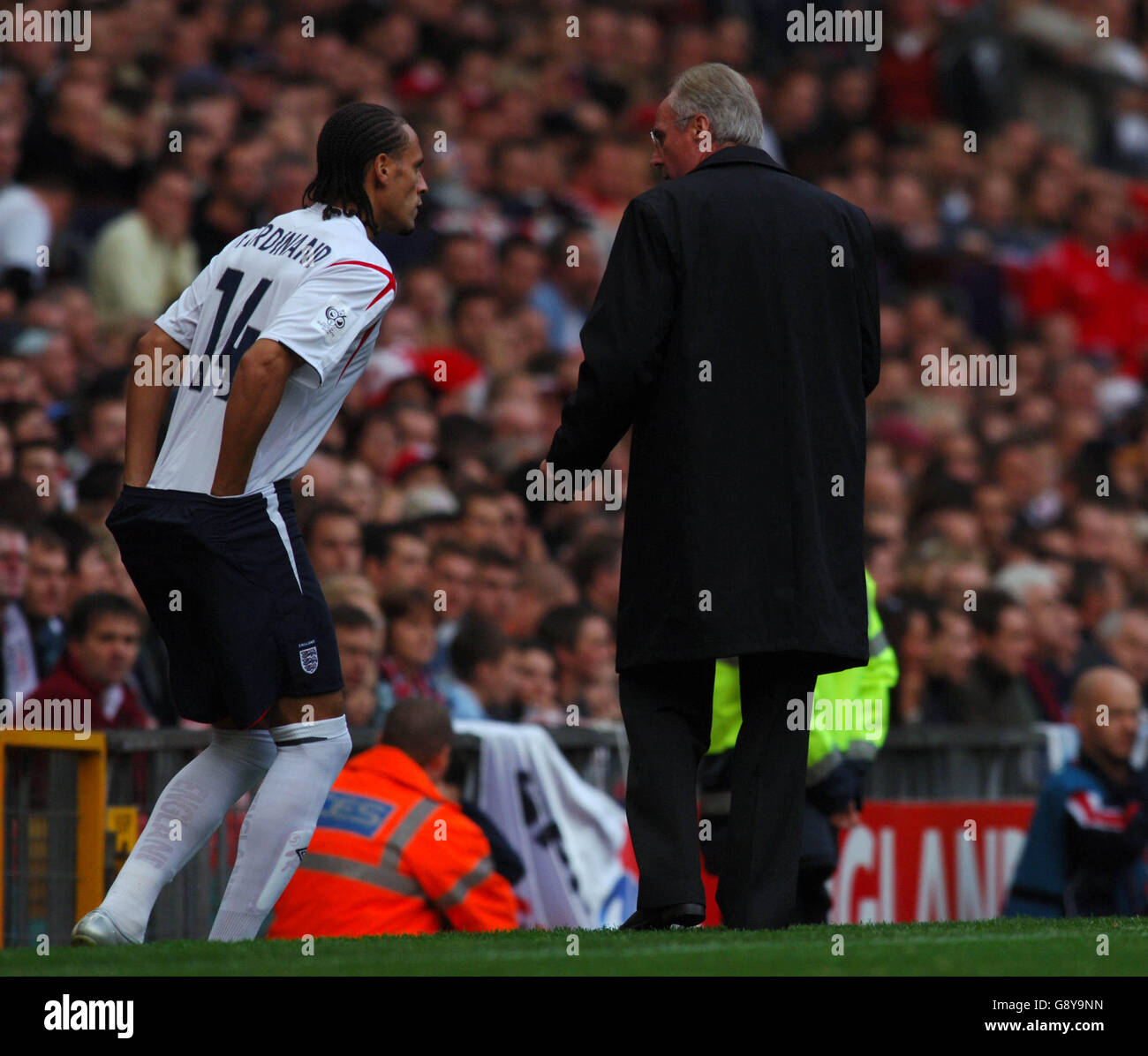 England's Manager Sven Goran Eriksson gets ready to sent Rio Ferdinand ...