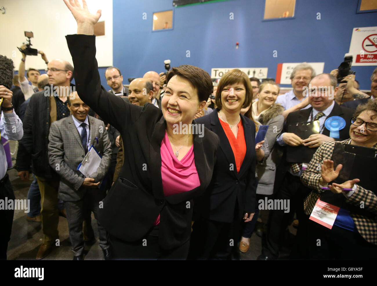 Scottish Conservative leader Ruth Davidson after winning the Edinburgh Central seat at the count at the Royal Highland Centre, Ingliston the Scottish parliamentary elections. Stock Photo