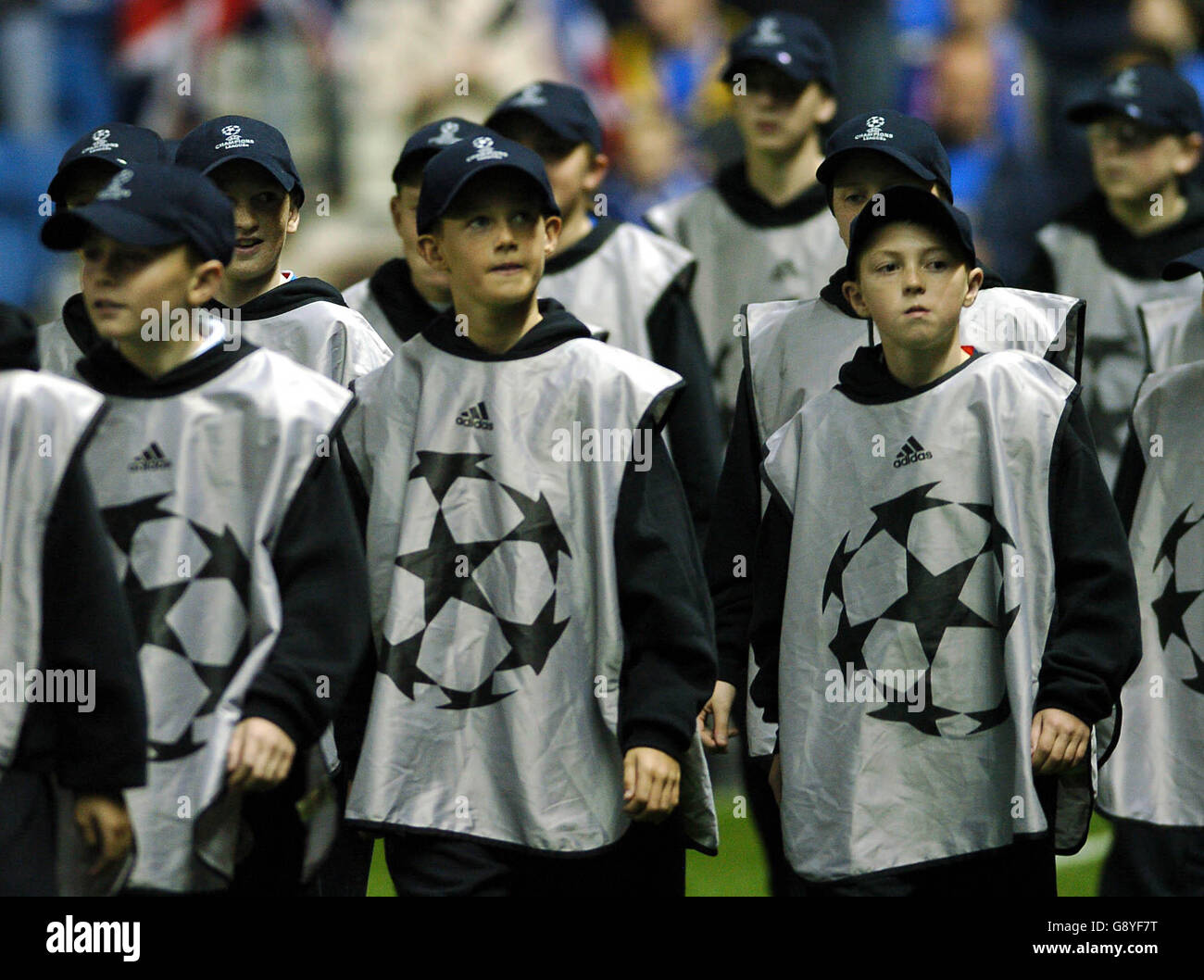 Champions League Ball kids prepare during Rangers home match