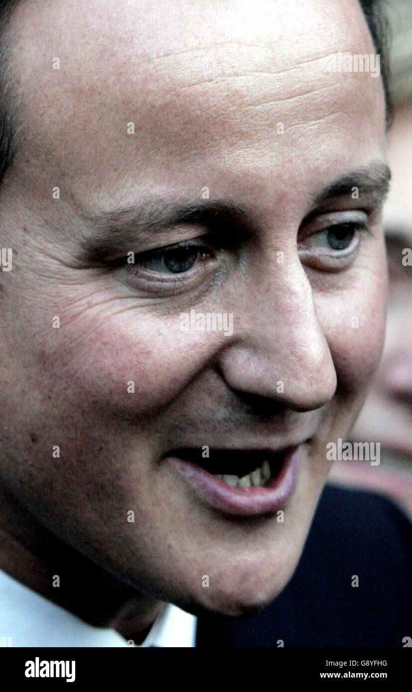 Conservative leadership candidate David Cameron leaves the house of commons in Westminster, central London. Stock Photo