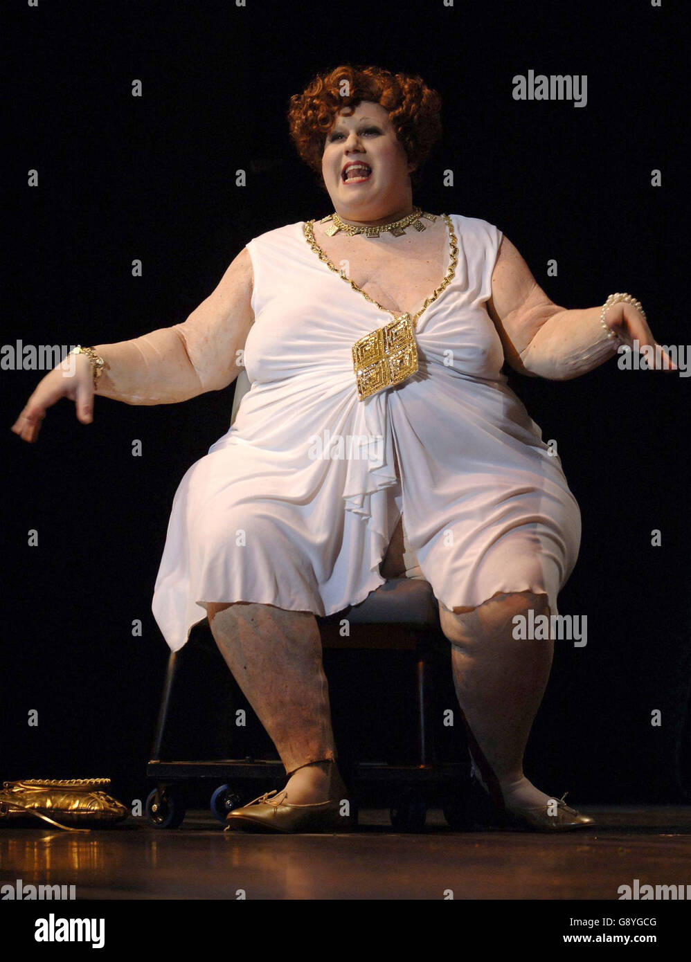 NEWSPAPER USE ONLY IN THE UK. AP OUT. Matt Lucas as Bubbles De Vere from  the television comedy series 'Little Britain', during rehearsals for the  Little Britain live stage show tour, at