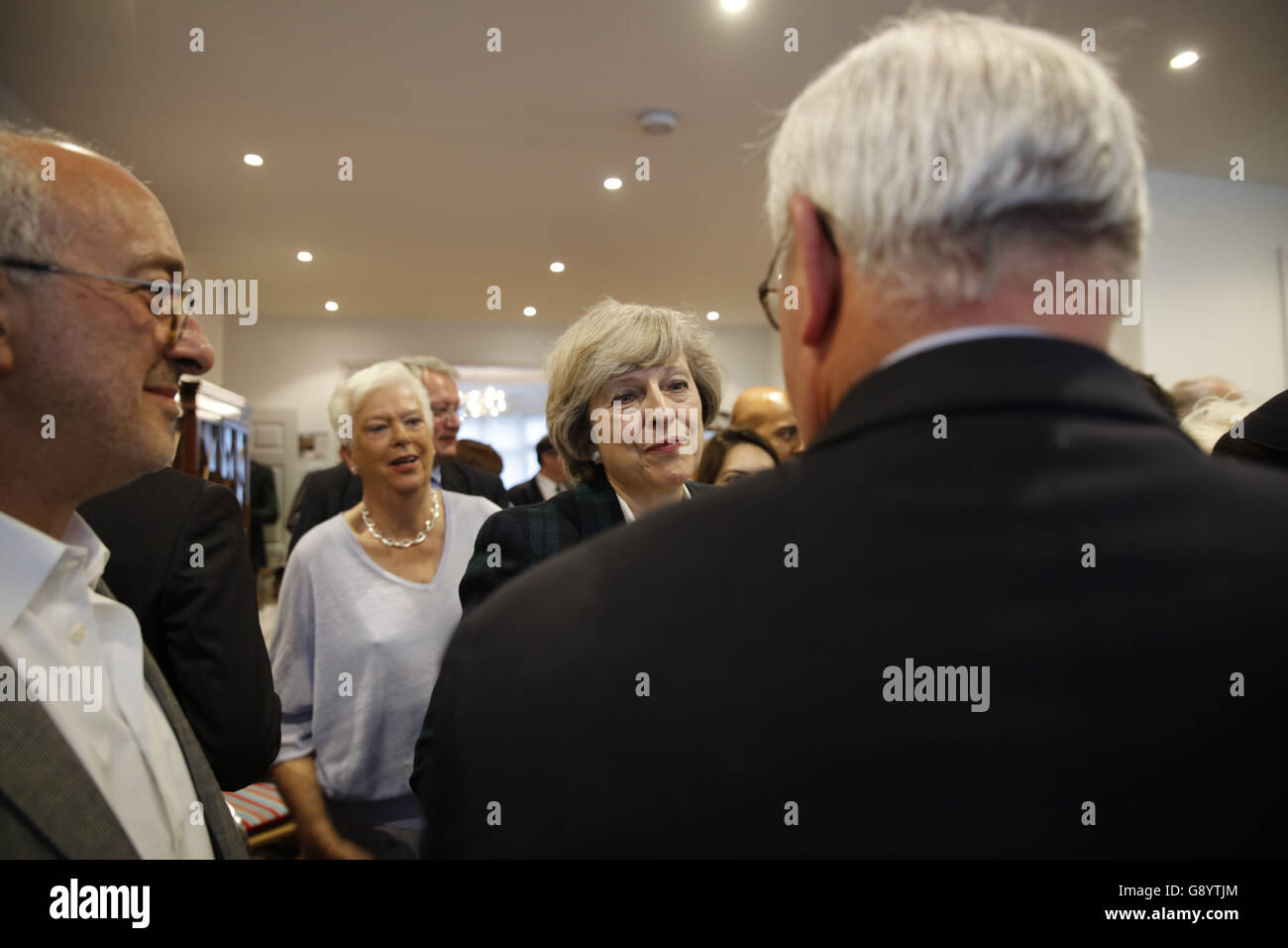 London, UK, 30th June, 2016. Theresa May talks with members of the Hampstead and Kilburn Conservatives Association Credit:  Fantastic Rabbit/Alamy Live News Stock Photo