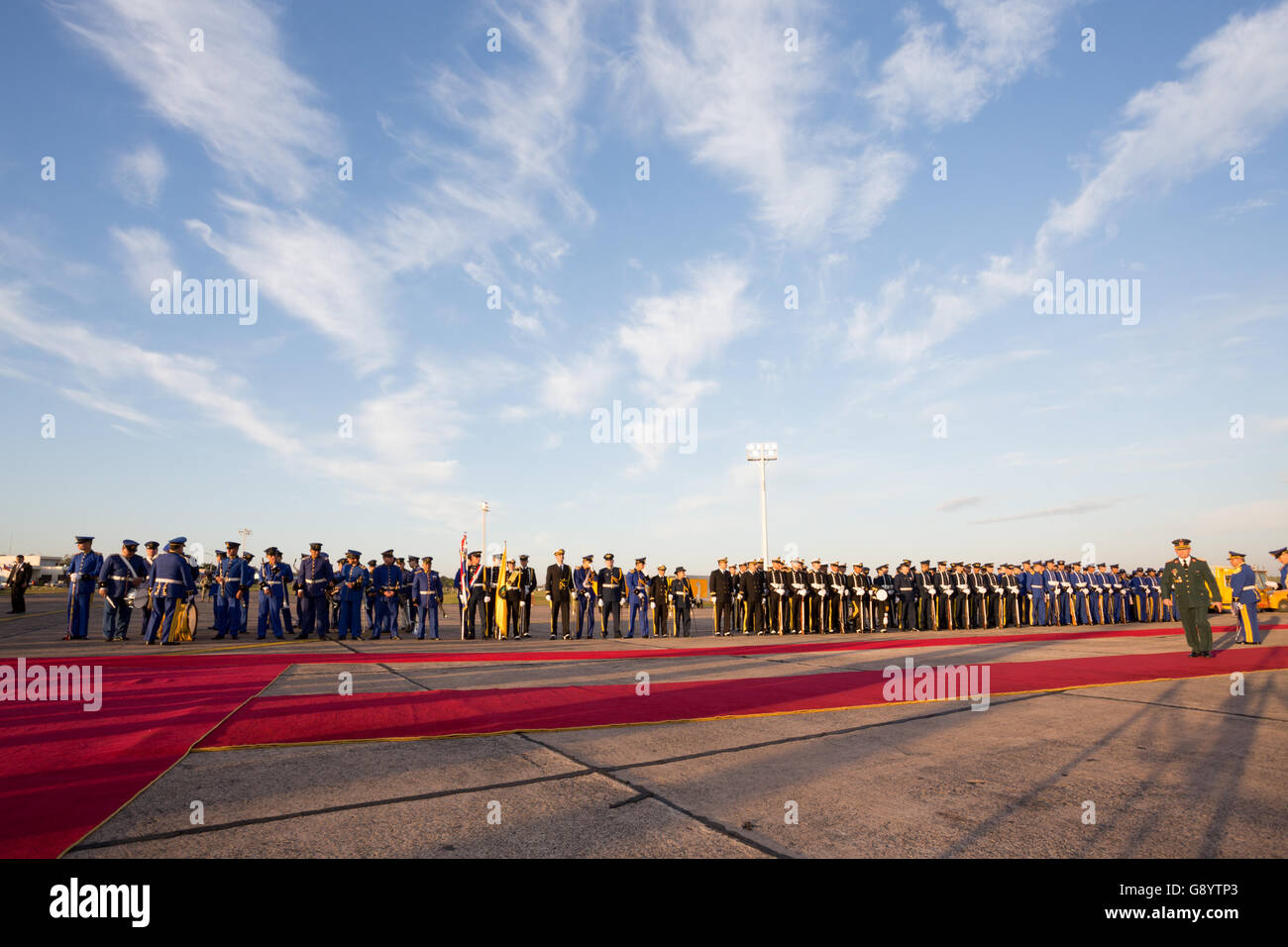 Asuncion, Paraguay. 30th June, 2016. Paraguay's honour guards are seen before the departure ceremony for Taiwan's (Republic of China) President Tsai Ing-wen, Silvio Pettirossi International Airport, Luque, Paraguay. Credit:  Andre M. Chang/ARDUOPRESS/Alamy Live News Stock Photo