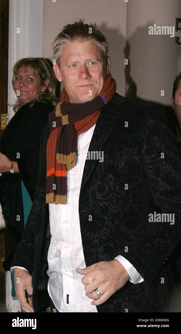 Peter Schmeichel arrives at the joint 30th birthday party held for Ant