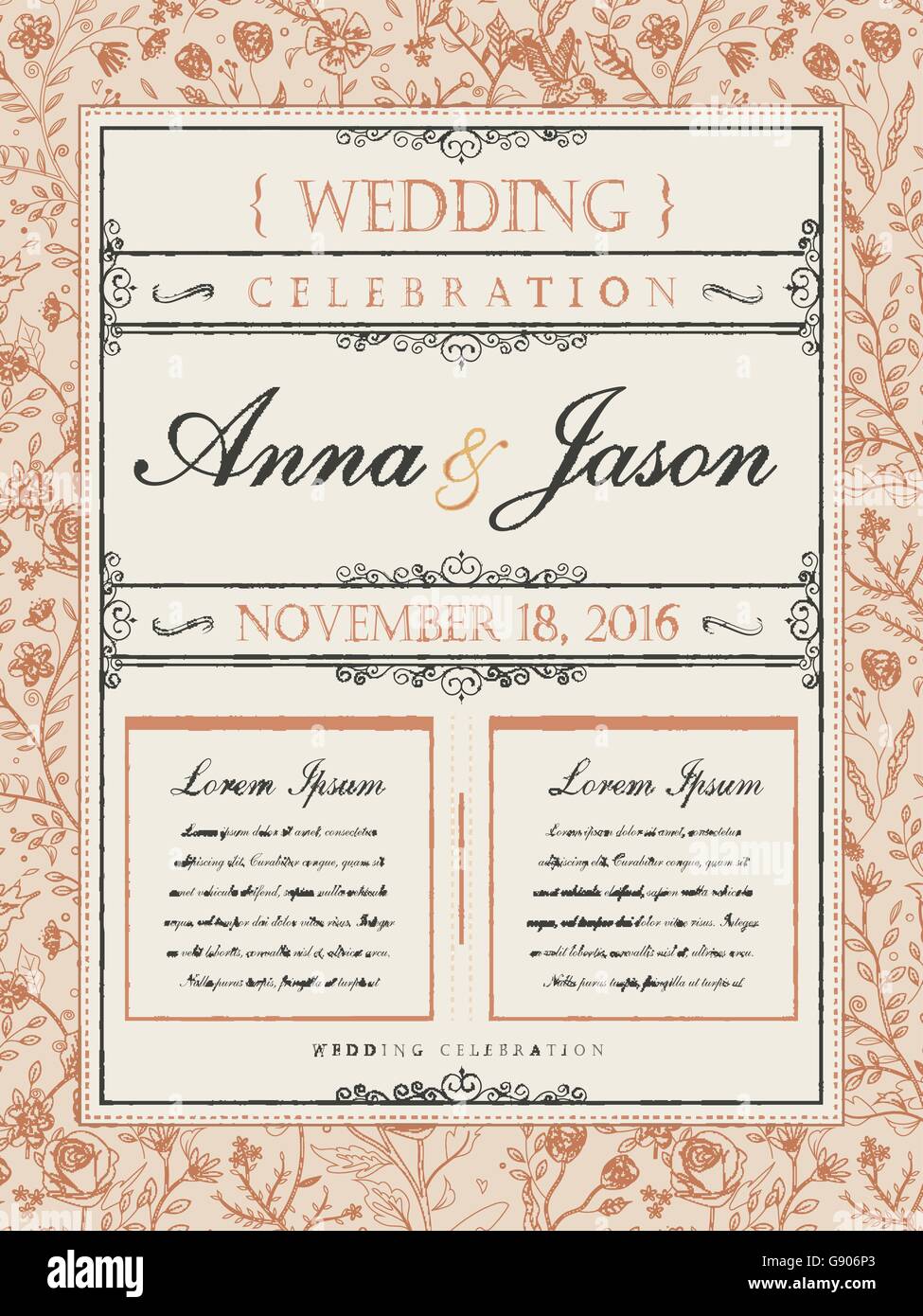 elegant wedding celebration poster design with floral frame Stock ...